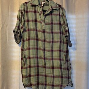 Elan Plaid Shirt Dress size S
